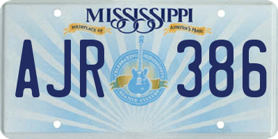 MS license plate AJR386