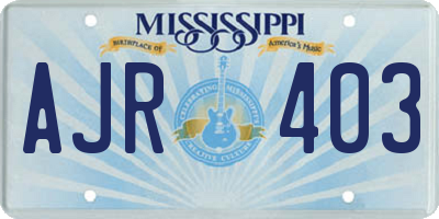MS license plate AJR403