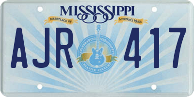 MS license plate AJR417