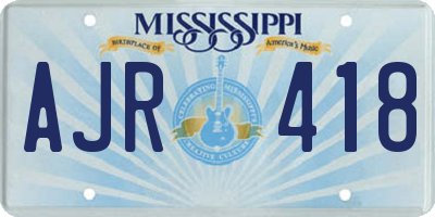 MS license plate AJR418