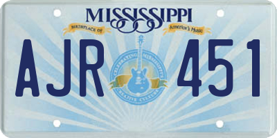 MS license plate AJR451