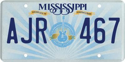 MS license plate AJR467