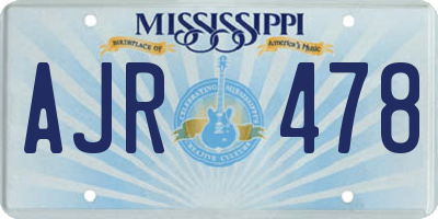 MS license plate AJR478