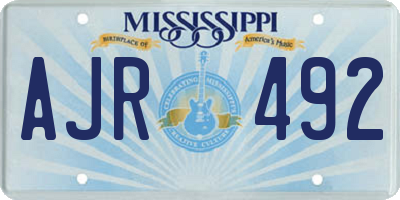 MS license plate AJR492