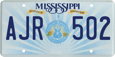 MS license plate AJR502