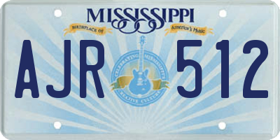 MS license plate AJR512
