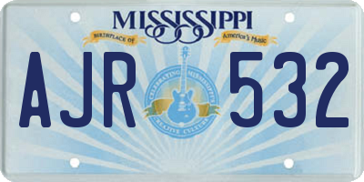 MS license plate AJR532