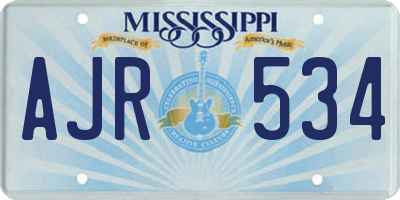 MS license plate AJR534