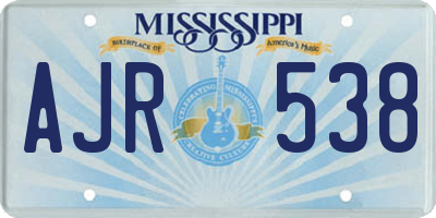 MS license plate AJR538