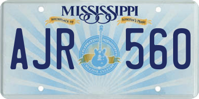MS license plate AJR560
