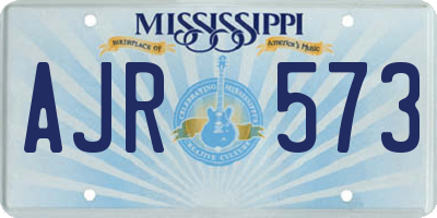 MS license plate AJR573