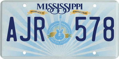 MS license plate AJR578