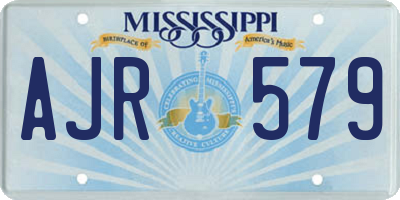 MS license plate AJR579