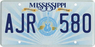 MS license plate AJR580