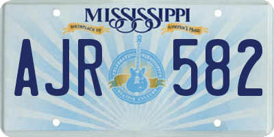MS license plate AJR582
