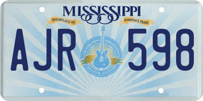 MS license plate AJR598