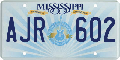 MS license plate AJR602