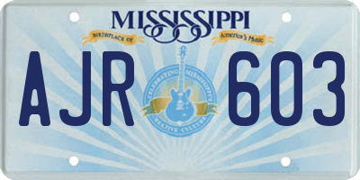 MS license plate AJR603