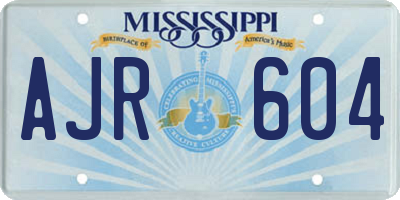 MS license plate AJR604