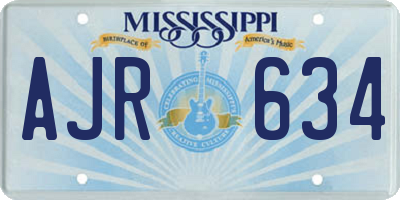 MS license plate AJR634