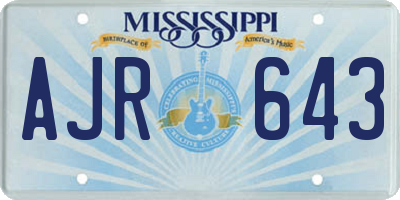 MS license plate AJR643