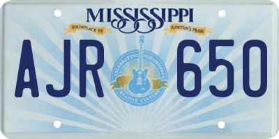 MS license plate AJR650