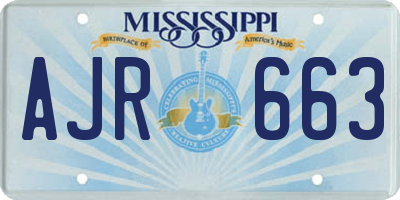 MS license plate AJR663