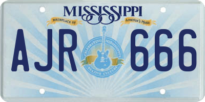 MS license plate AJR666
