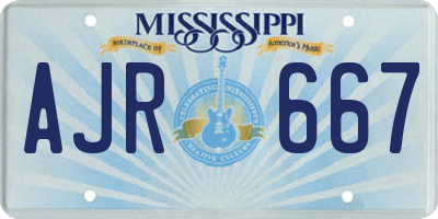 MS license plate AJR667
