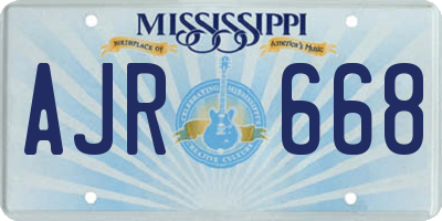 MS license plate AJR668