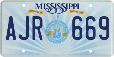 MS license plate AJR669