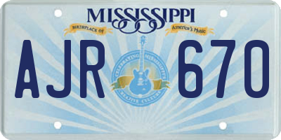 MS license plate AJR670