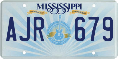 MS license plate AJR679