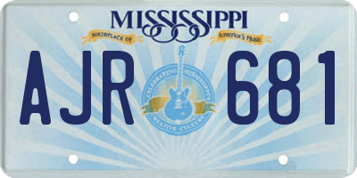 MS license plate AJR681