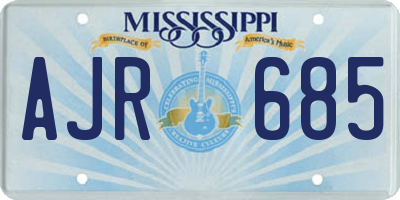 MS license plate AJR685