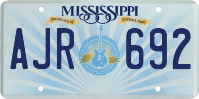 MS license plate AJR692
