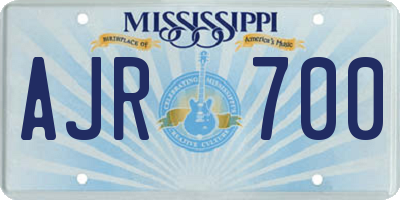 MS license plate AJR700