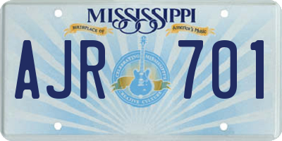 MS license plate AJR701