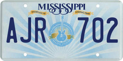 MS license plate AJR702