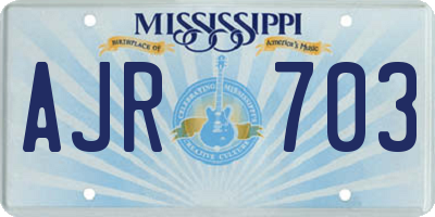 MS license plate AJR703