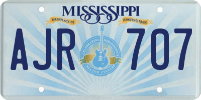 MS license plate AJR707