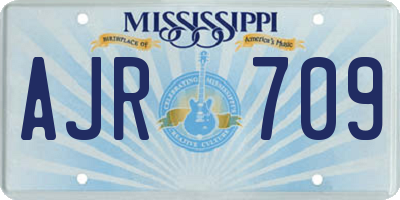 MS license plate AJR709