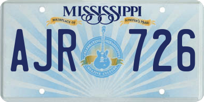 MS license plate AJR726