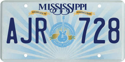 MS license plate AJR728