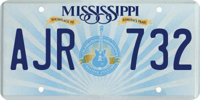 MS license plate AJR732