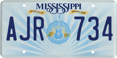 MS license plate AJR734