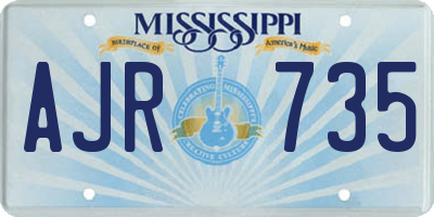MS license plate AJR735