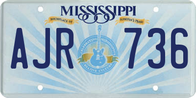 MS license plate AJR736