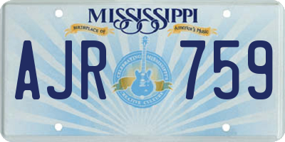 MS license plate AJR759