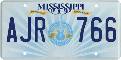 MS license plate AJR766